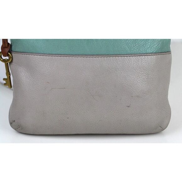 FOSSIL GRAY BLUE WHITE GENUINE LEATHER CROSSBODY ORGANIZER SHOULDER BAG PURSE - Picture 11 of 16